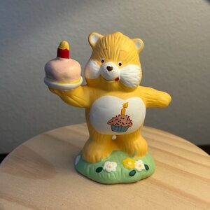 VINTAGE 80s Birthday Bear Care bear Figurine Holding Cake Designers Collection